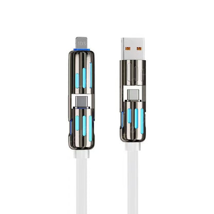 4-in-1 Fast Charging Cable with LED Indicator, 5ft 240W USB C Multi Charger Cord