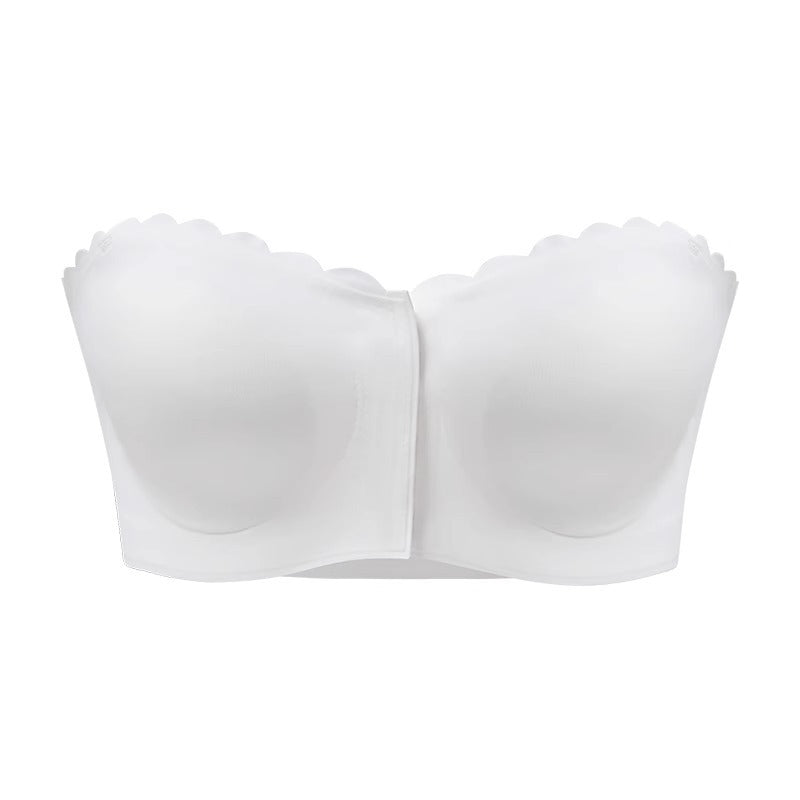 Wireless Invisible Comfortable Scallop Trim Hook & Eye Front Bralette