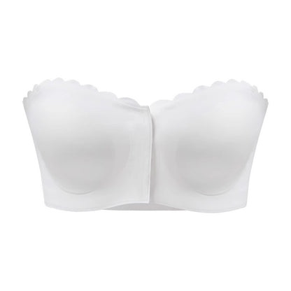 Wireless Invisible Comfortable Scallop Trim Hook & Eye Front Bralette