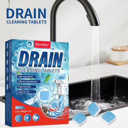 24Pcs Strong Drain Effervescent Tablet, Disposal Cleaner Tablets Eliminator Quickly Eliminates Odors