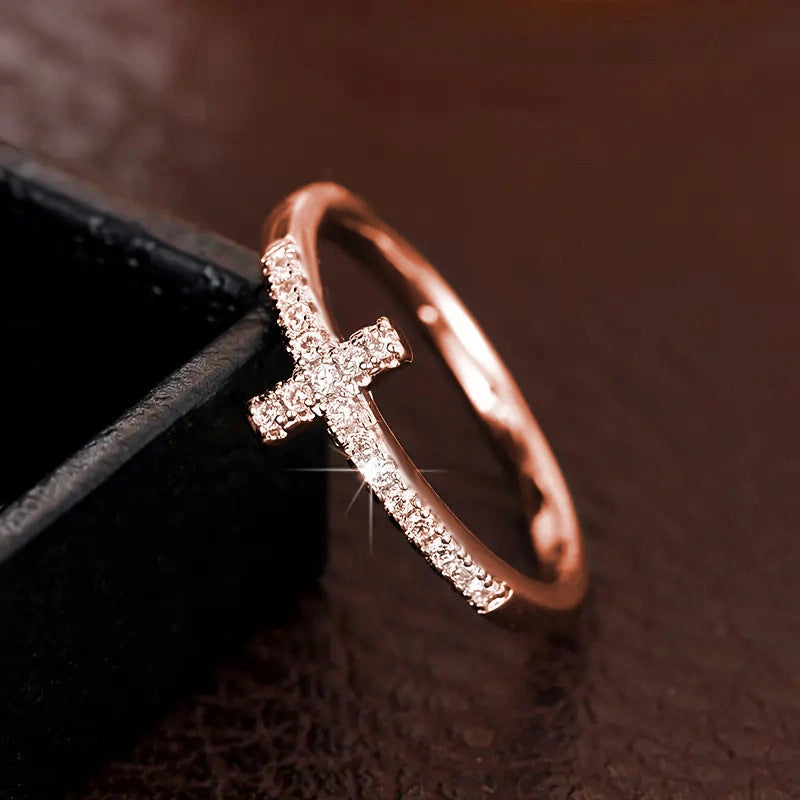 Eternity Promise Ring for Her Saint John Sideway Cross Ring