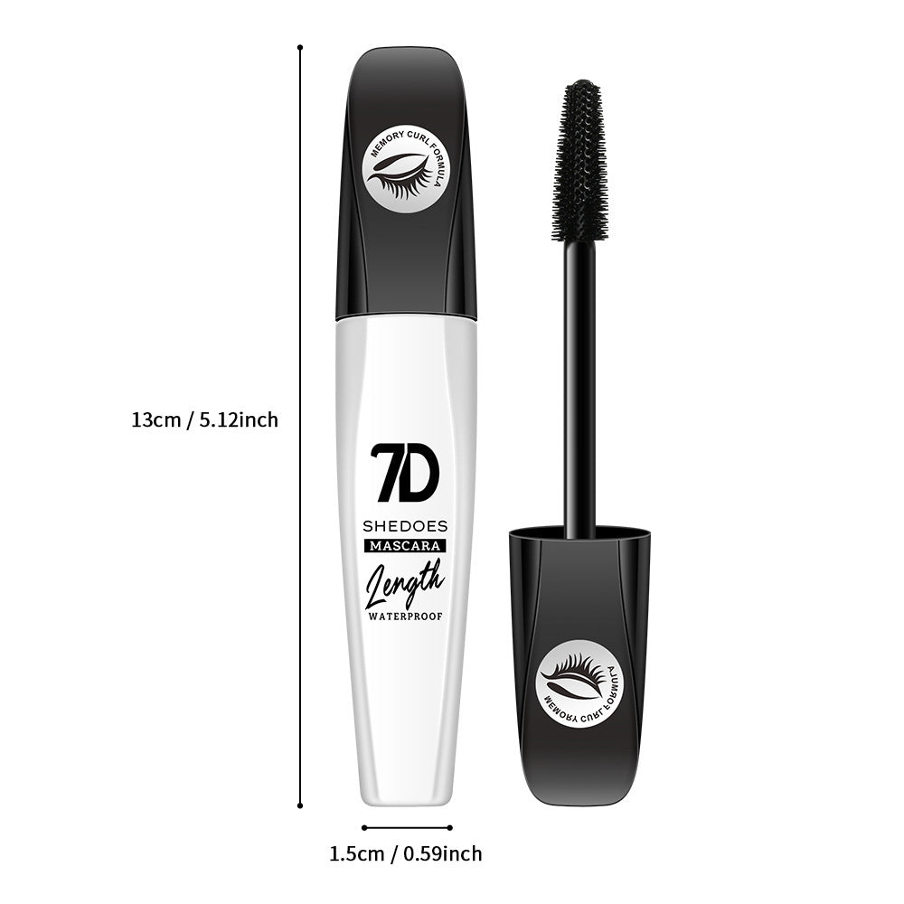 2Pcs 7D Fiber Black Mascara, Natural Lengthening Mascara, Waterproof and Smudge-proof