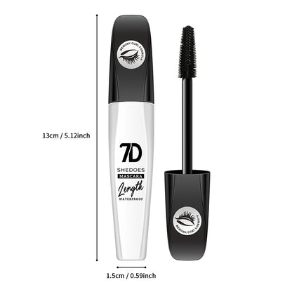 2Pcs 7D Fiber Black Mascara, Natural Lengthening Mascara, Waterproof and Smudge-proof