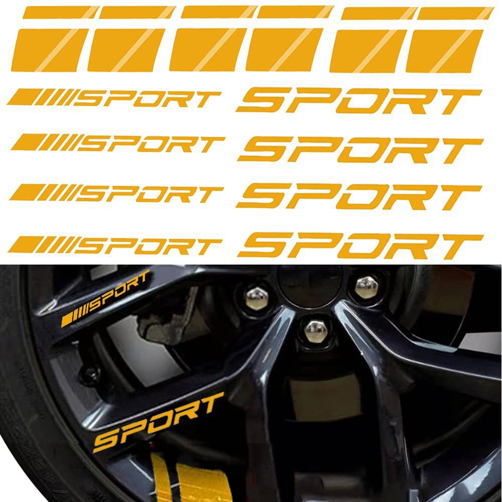 14pcs Car Decal Stickers,Wheel Rim Decal Sticker,Sport Logo Reflective Stickers