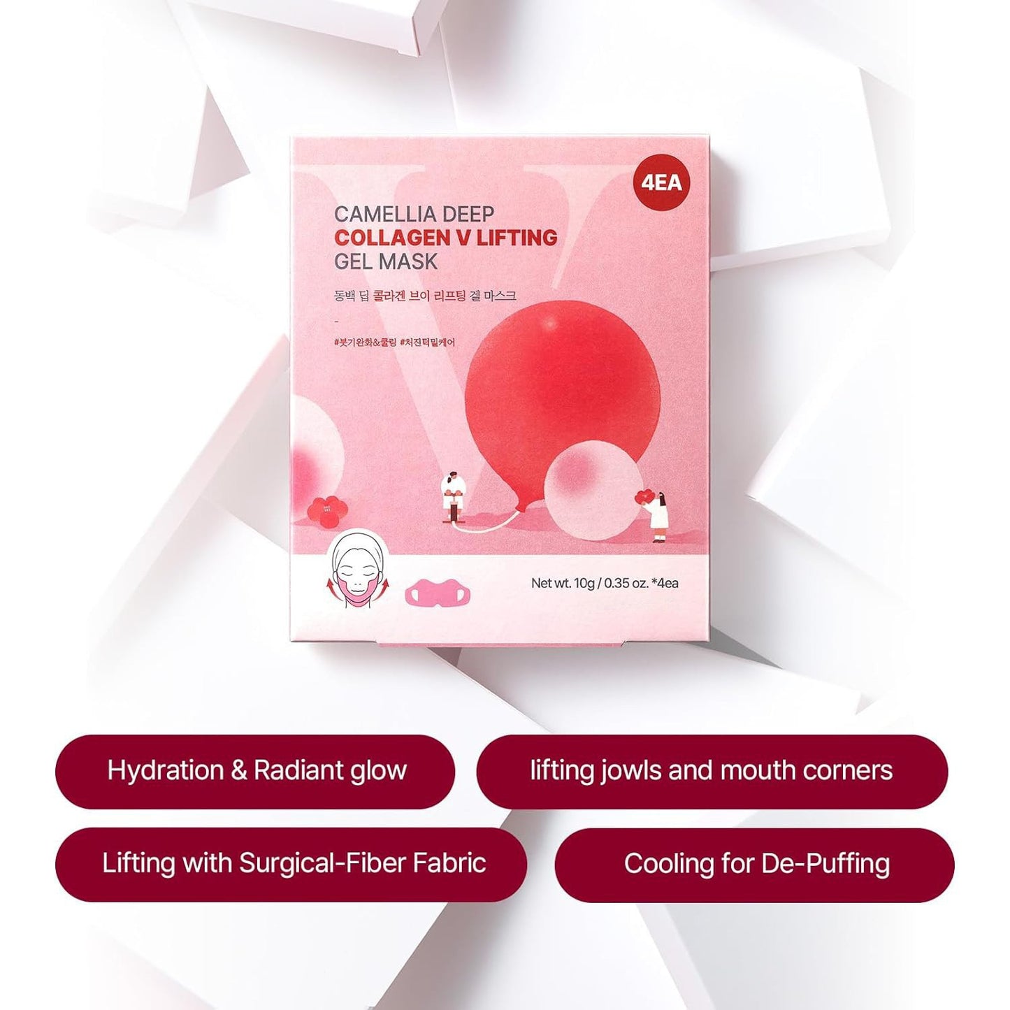 Camellia Deep Collagen Firming Face Mask Gift Set, Collagen Elasticity Mask & V Lifting Care Mask (4+4)