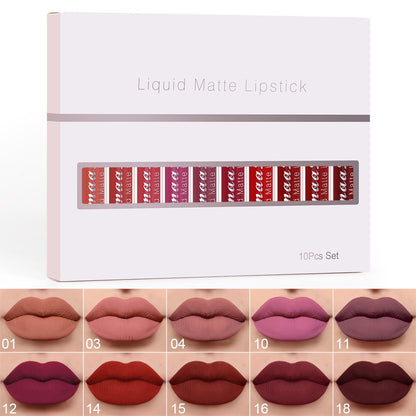 10Pcs Liquid Matte Matt Lipstick Set, Long Lasting Lipstick 24 hour Waterproof