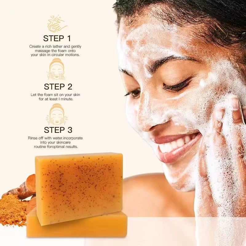 Kojic Acid & Turmeric Soap + All Natural Turmeric Skin Brightening Oil for Dark Spots - Cleanses Skin, Fights Acne, Evens Tone, Heals Scars