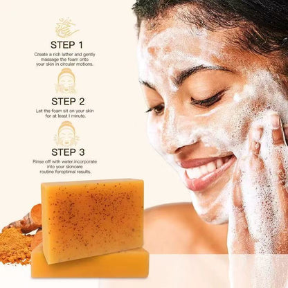 Kojic Acid & Turmeric Soap + All Natural Turmeric Skin Brightening Oil for Dark Spots - Cleanses Skin, Fights Acne, Evens Tone, Heals Scars