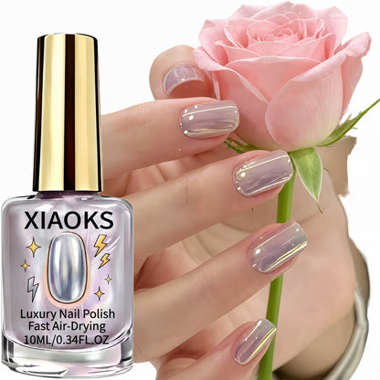 2Pcs Lilac Glossy Mirror Nail Strengthener, Glazed Donut Lilac Mirror Aurora Nail Strengthener Fast Air-Dry