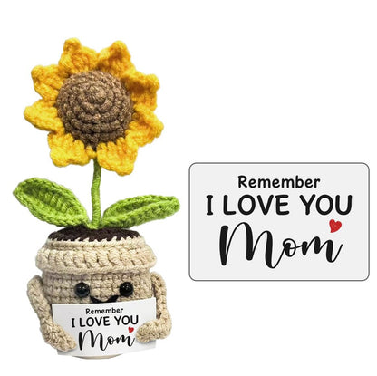 Mom Gifts Remember I Love You MOM, Handmade Crochet Cute Small Sunflower Gifts
