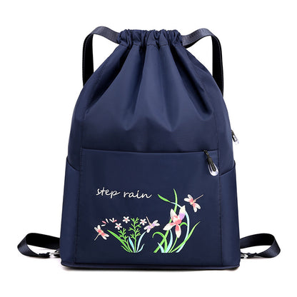 Foldable Women Drawstring Backpack, Shopping Bag, Waterproof Portable Travel Backpack
