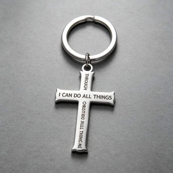 I Can Do All Things Cross Keychain - Christian Faith Gift