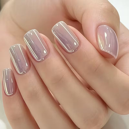 2Pcs Lilac Glossy Mirror Nail Strengthener, Glazed Donut Lilac Mirror Aurora Nail Strengthener Fast Air-Dry