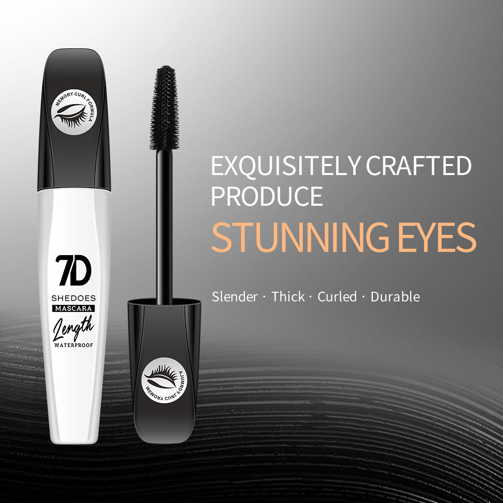 2Pcs 7D Fiber Black Mascara, Natural Lengthening Mascara, Waterproof and Smudge-proof