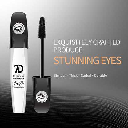 2Pcs 7D Fiber Black Mascara, Natural Lengthening Mascara, Waterproof and Smudge-proof