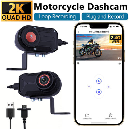 Portable Waterproof 2K HD Motorcycle Dash Cam with Wi-Fi