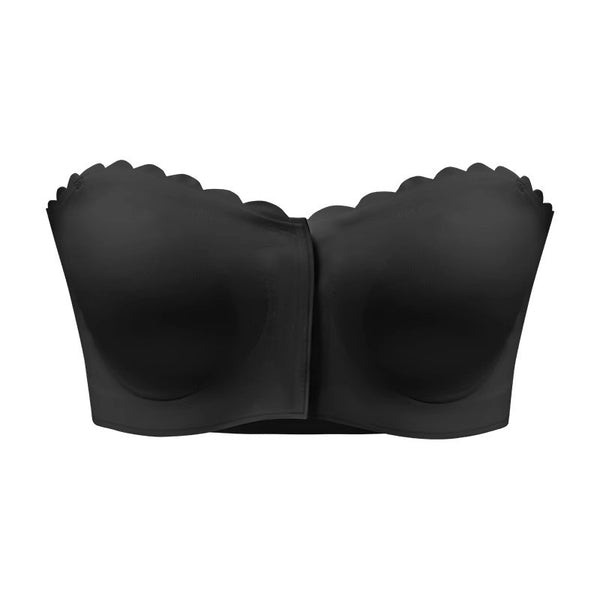 Wireless Invisible Comfortable Scallop Trim Hook & Eye Front Bralette