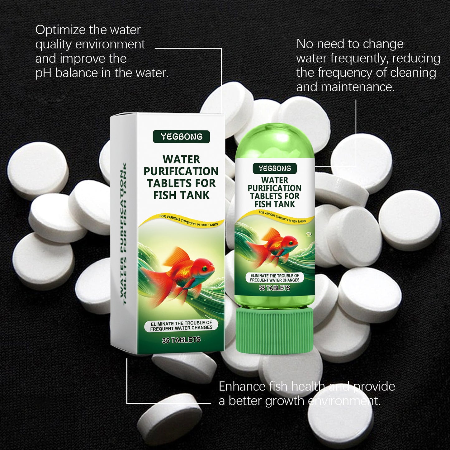 2 Bottles Powerful Aquarium Water Purification Tablet,Water Purification Tablets for Fish Tank