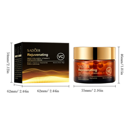Deep Collagen Vitamin C Capsules Cream,Rejuvenating Anti-Wrinkle Moisturizer Face Cream