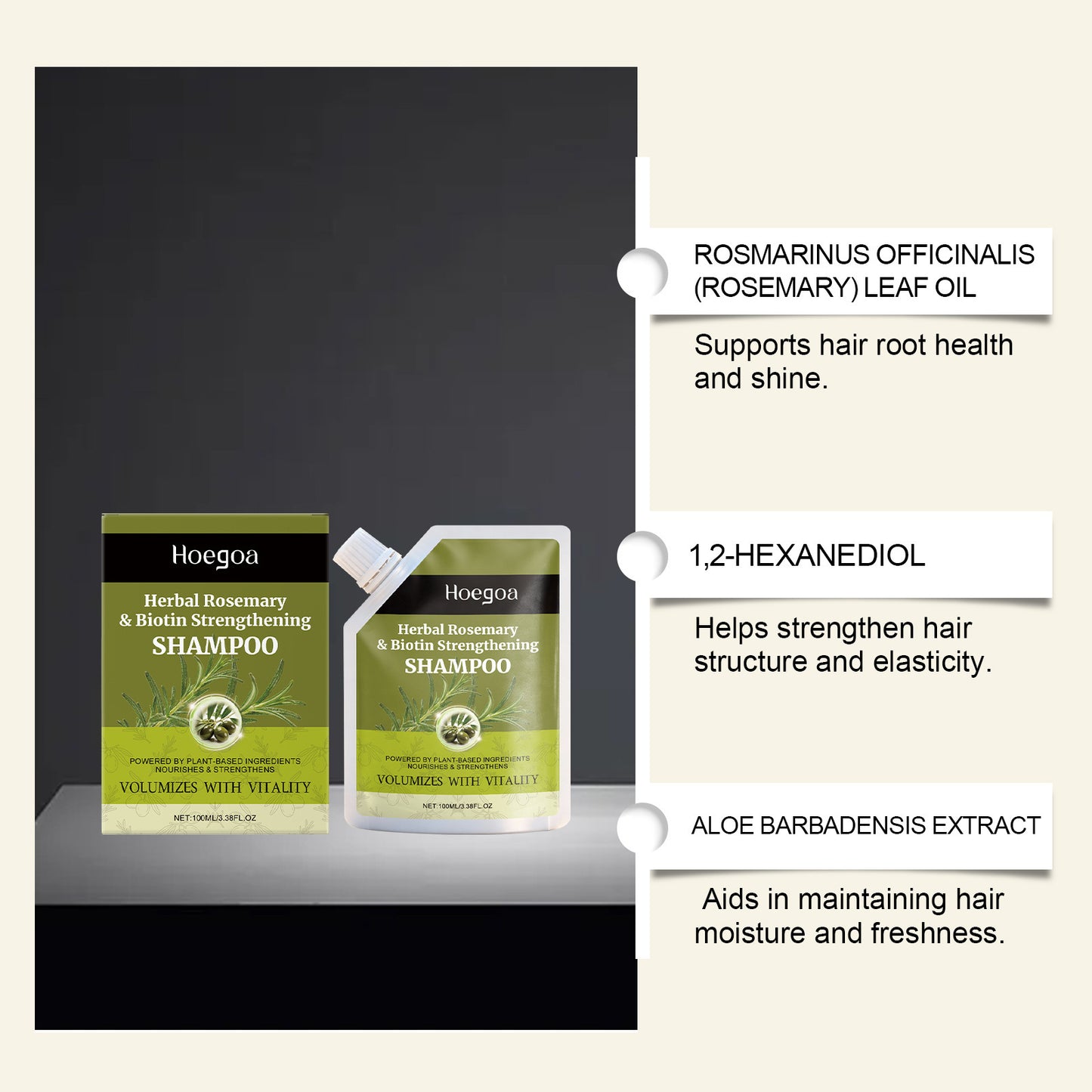 Rosemary Shampoo, Nourishing & Strengthening Formula, Helps Refresh Scalp