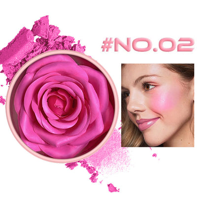 3D Rose Makeup Flower Petal Blush for Cheeks, Natural Glowing Redness Long Lasting Buildable Color