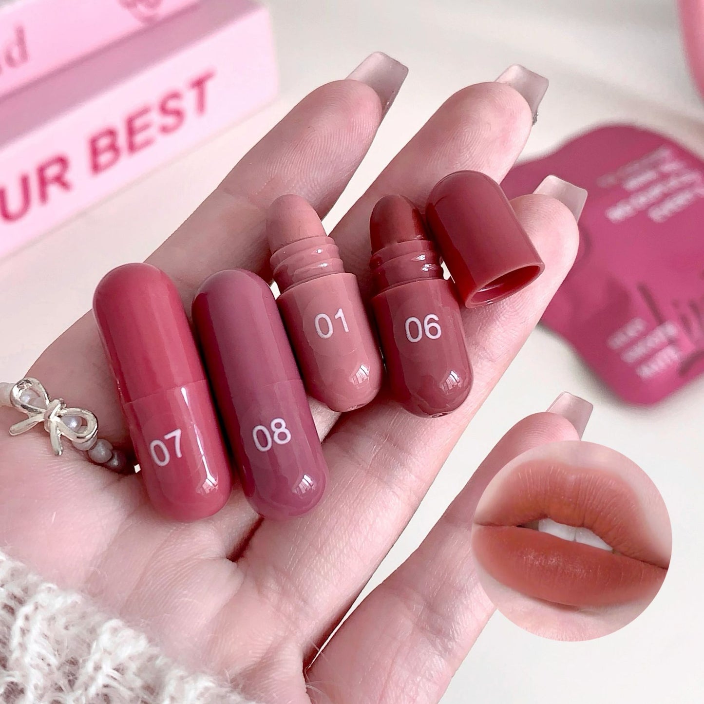 12-Color Matte Capsule Lipstick Set – Waterproof and Long-Lasting