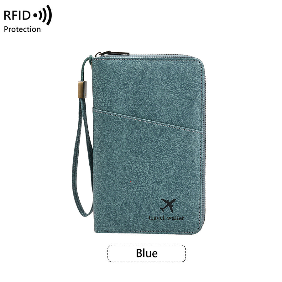 Family Passport Holder Wallet RFID Blocking Zippered Passport Wallet