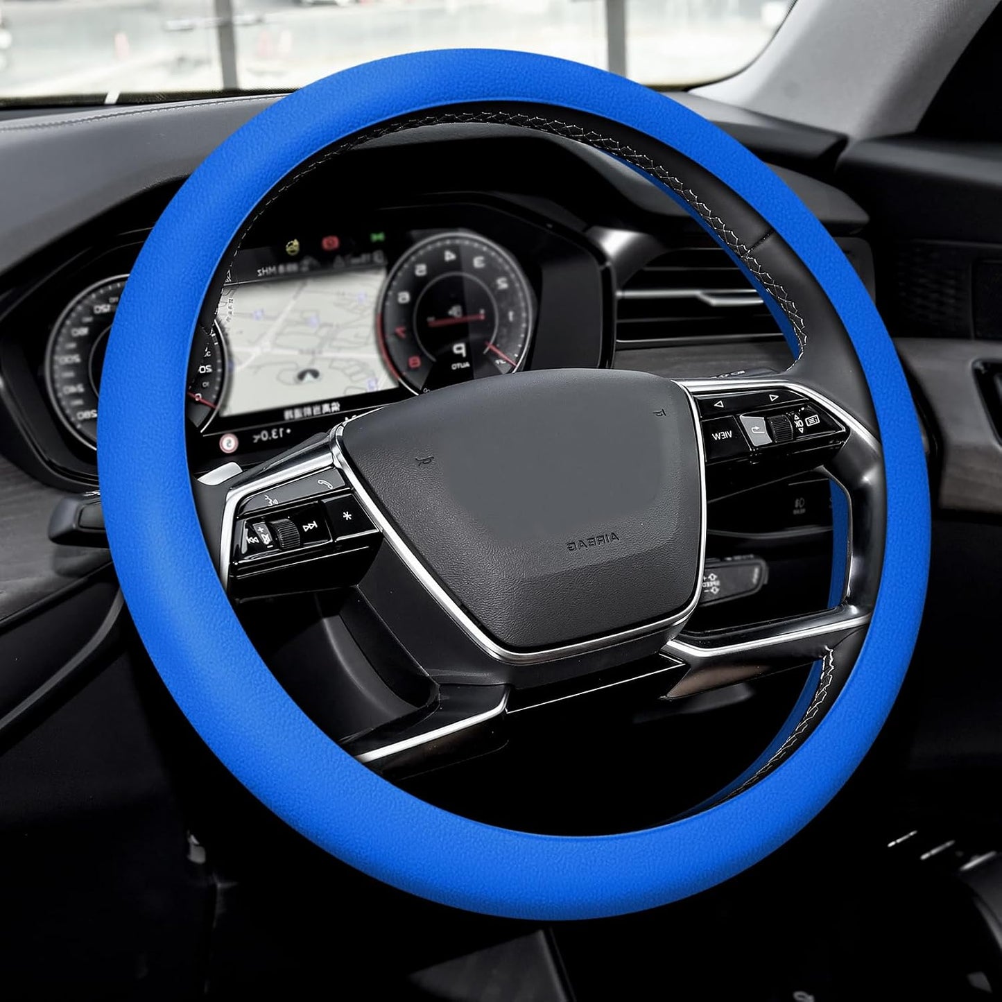 Silicone Car Steering Wheel Protective Cover, 33-40 CM Anti-Slip Soft Comfortable Steering Wheel Cover