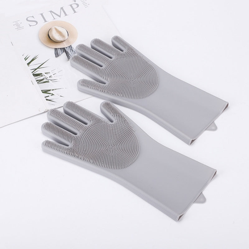Silicone Gloves with Bristles — Pet Grooming & Care Gloves — Enhanced 5-Finger Massage Gloves