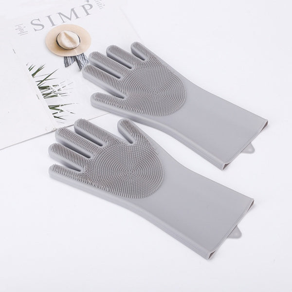 Silicone Gloves with Bristles — Pet Grooming & Care Gloves — Enhanced 5-Finger Massage Gloves