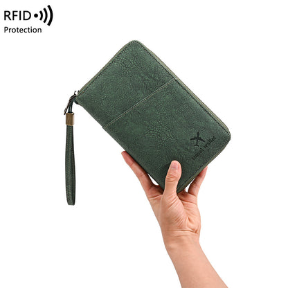 Family Passport Holder Wallet RFID Blocking Zippered Passport Wallet