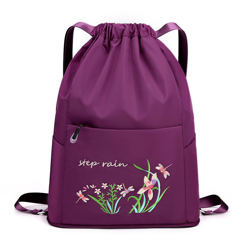 Foldable Women Drawstring Backpack, Shopping Bag, Waterproof Portable Travel Backpack