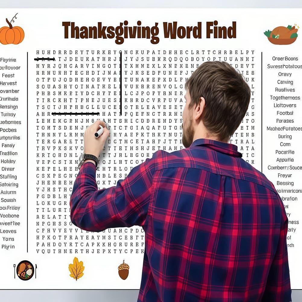 Glossy Print Thanksgiving Word Search Jumbo Poster, 36x24''