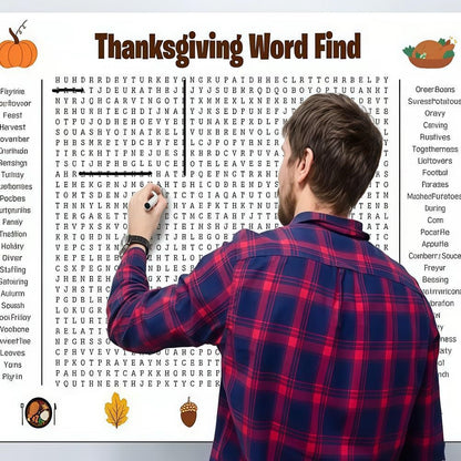 Glossy Print Thanksgiving Word Search Jumbo Poster, 36x24''