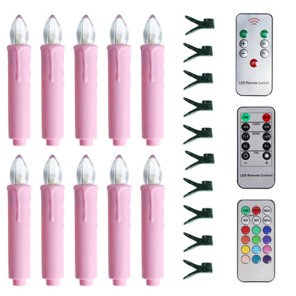 10Pack LED Flameless Candle Clip Lights with Remote,Batteried(AAA) Dimmable Lights