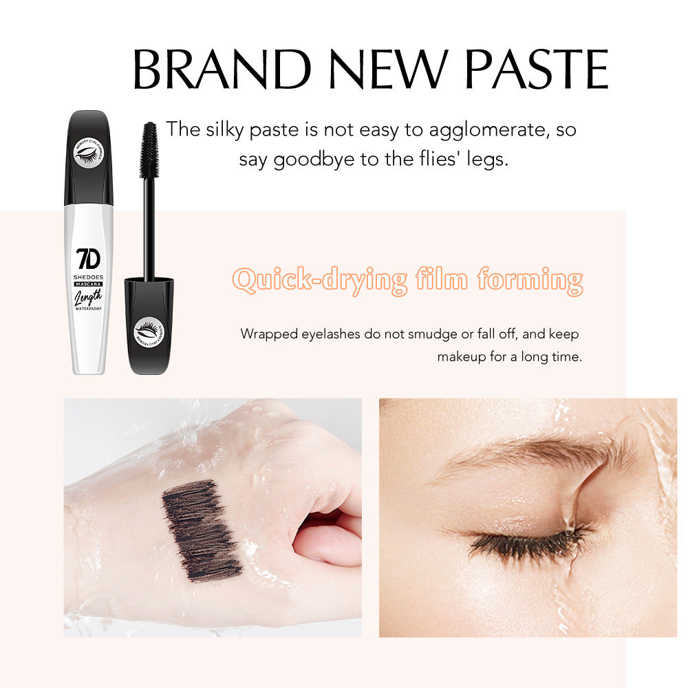 2Pcs 7D Fiber Black Mascara, Natural Lengthening Mascara, Waterproof and Smudge-proof