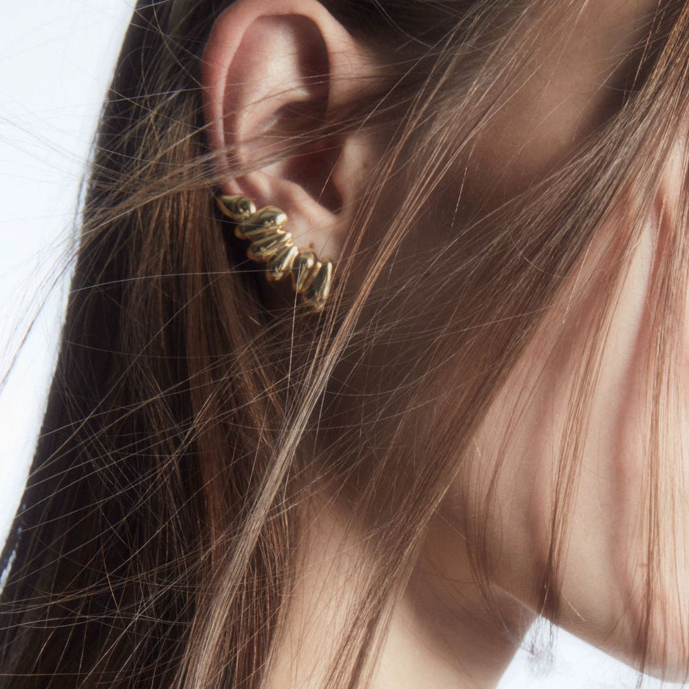 Chunky Hoop Earrings Statement Climber Stud Earrings for Women
