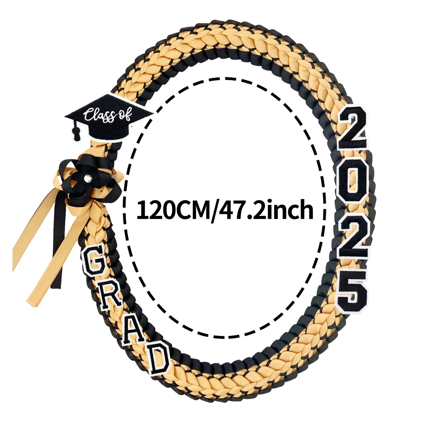 2026 Graduation Lei Set - Two-Tone Braided Ribbon with Honor Cord