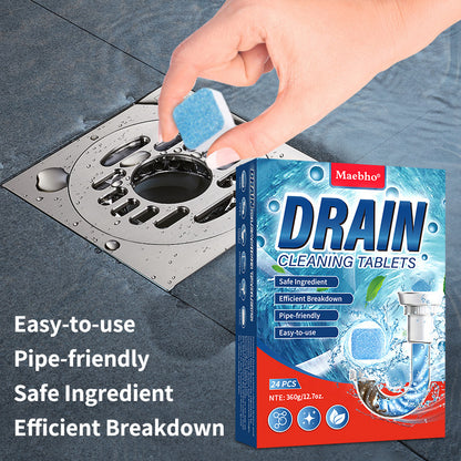24Pcs Strong Drain Effervescent Tablet, Disposal Cleaner Tablets Eliminator Quickly Eliminates Odors