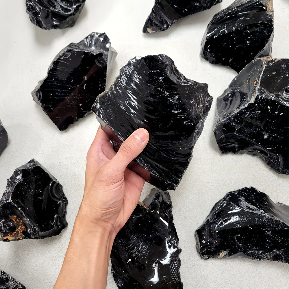 2PCS Obsidian Natural Healing Crystals Raw Rough Stones