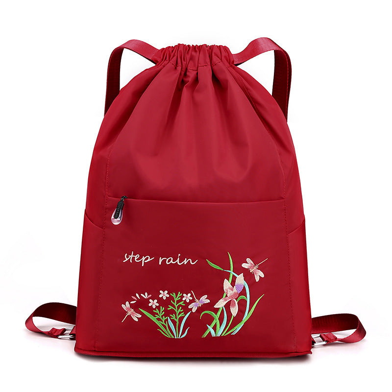 Foldable Women Drawstring Backpack, Shopping Bag, Waterproof Portable Travel Backpack