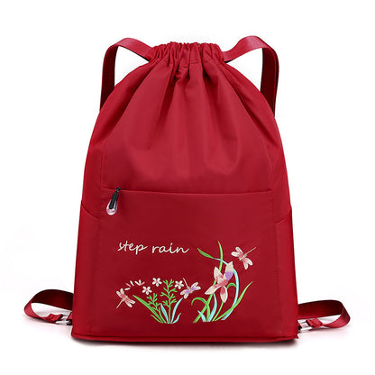 Foldable Women Drawstring Backpack, Shopping Bag, Waterproof Portable Travel Backpack