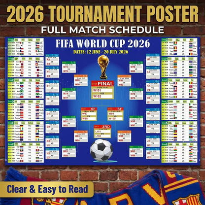 2026 World Cup Schedule Poster—Perfect for Watch Parties, Bars, and Home Decor（Includes 20 Double-sided Stickers and 4 Pens）