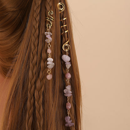 Colored Natural Stone Pendant Hair Jewelry