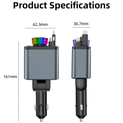 Retractable Car Charger USB C Fast Charging 120W Aromatherapy Starlight