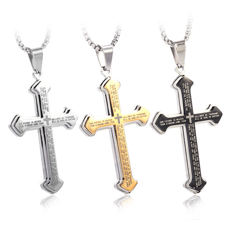 Saint St. Benedict Jesus Cross Pendant Necklace Men And Women Religious Christian Catholic Amulet Stainless Steel Jewelry