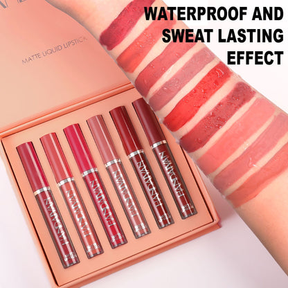 6-Piece Matte Liquid Lipstick Makeup Set,Long-lasting Wear, Non-sticky, Non-fading