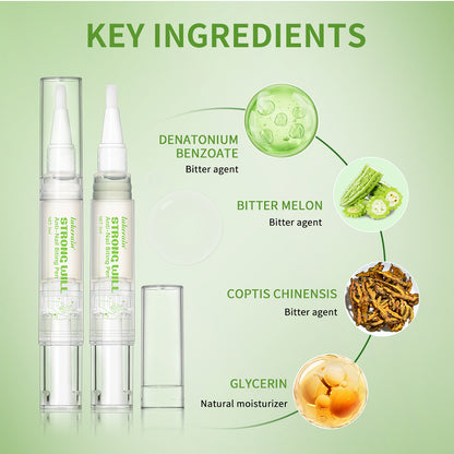 2Pcs Anti-Nail Biting Pen for Kids & Adults, Bitter Taste Nail Polish, 2-in-1 Nail Hardener & Daily Nail Care