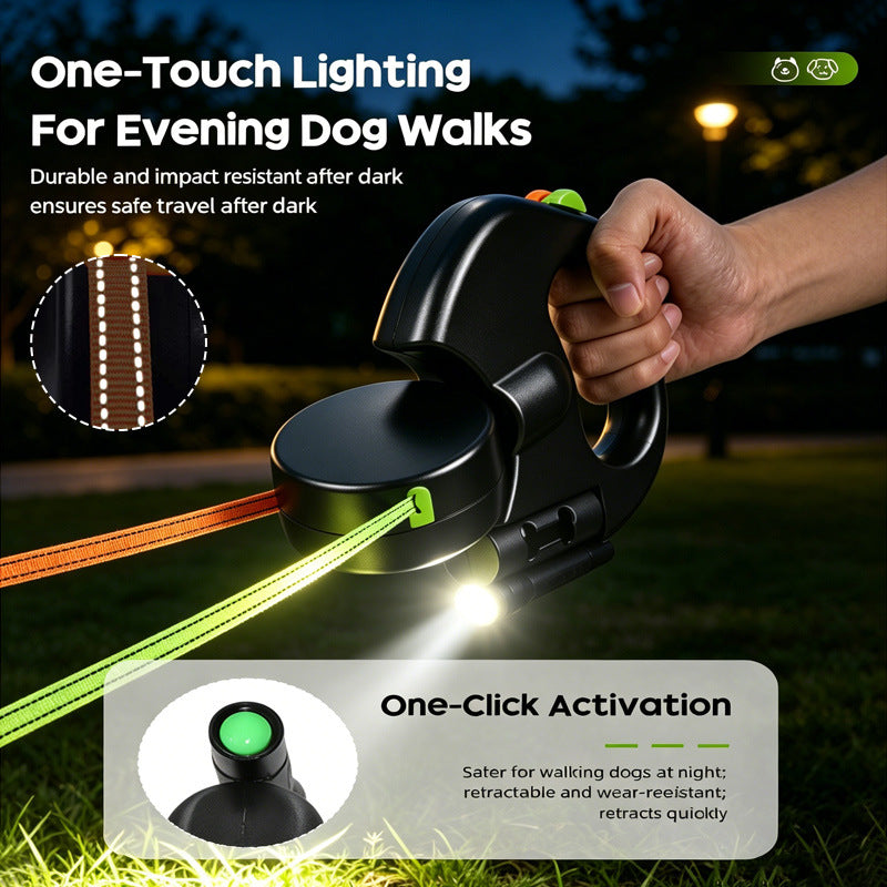Dog Leashes Dual Dogs Pet Leash Ropes Auto Retractable Cat Traction Rope Adjustable Dog Strap Flexible