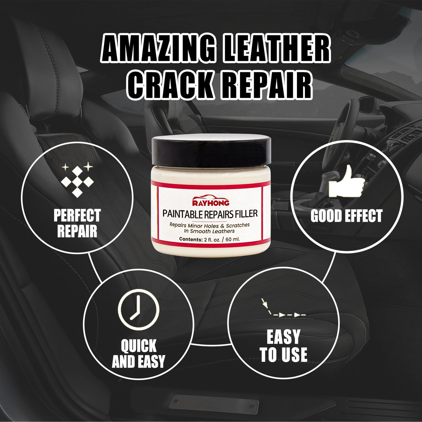 Leather Filling Paste For Sofa Shoes Car Interior Repairing Holes Scratches